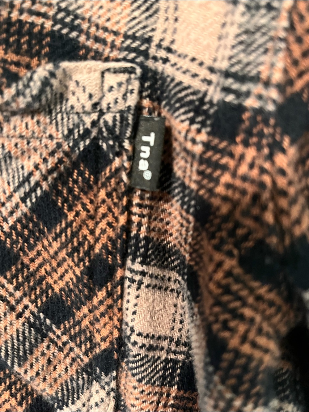 Tna Women’s Brown Plaid Button-Up Flannel 100% Cotton